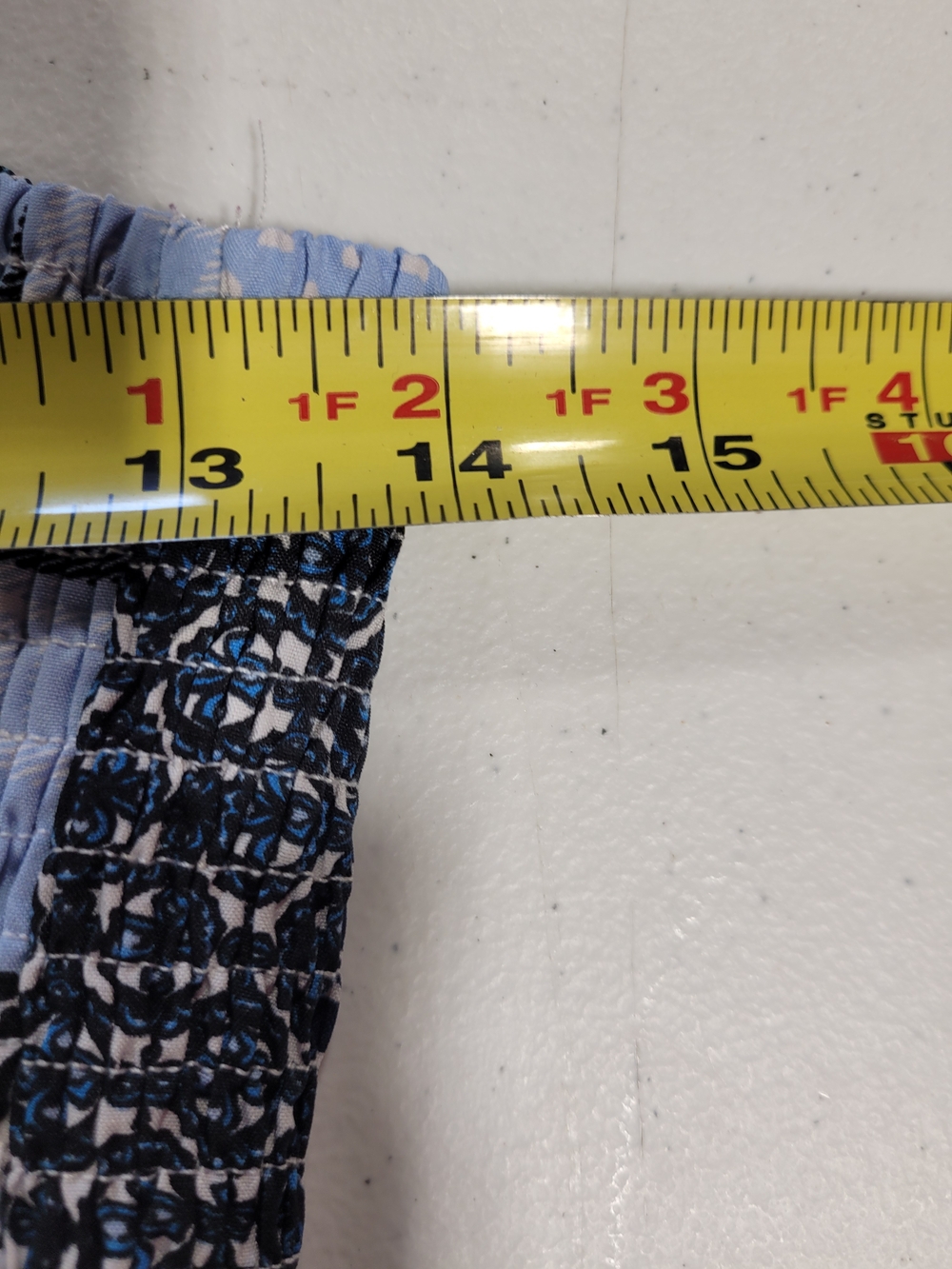 Patchwork Blue Smocked Tube Top - Picture 2 of 3